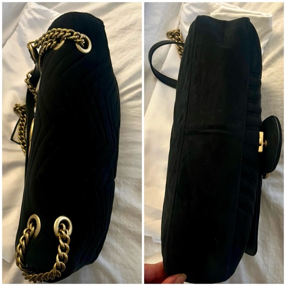 👑✅PRICE FIRM✅ Beautiful Black and Gold Fashion Velour Shoulder Bag - Picture 3 of 17